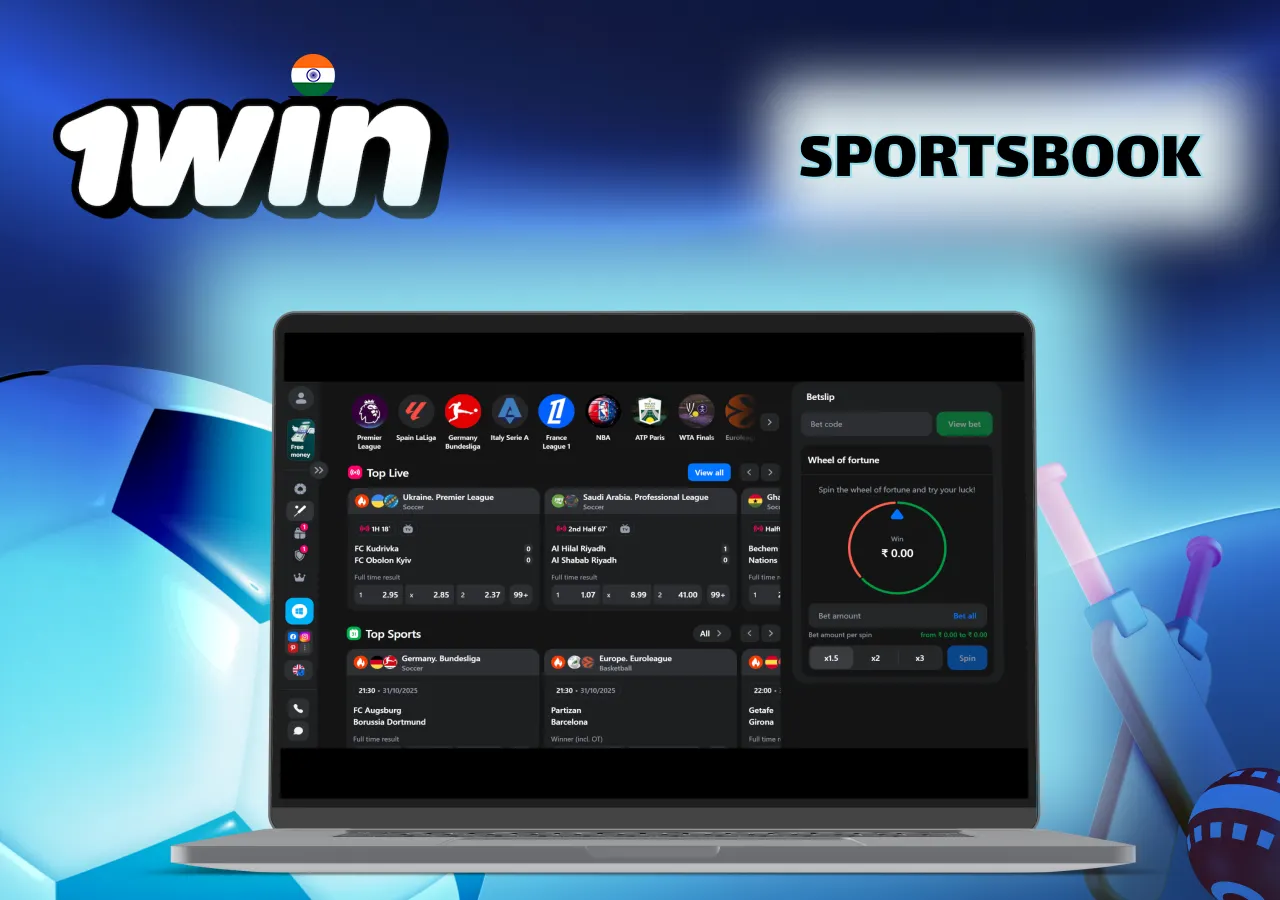 Sportsbook with cricket, football, and other sports betting markets for Indian users.